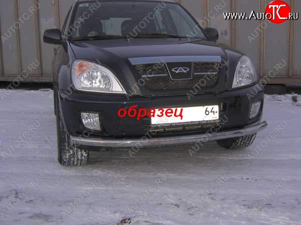 5 999 р. Защита переднего бампера Slitkoff (труба, d57)  Chery Tiggo T11 (2005-2013) дорестайлинг (Цвет: серебристый)  с доставкой в г. Горно‑Алтайск