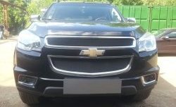 Нижняя сетка на бампер Russtal (черная) Chevrolet Trailblazer GM800 дорестайлинг (2012-2016)