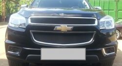 1 469 р. Сетка в решетку радиатора (верхняя) Russtal Chevrolet Trailblazer GM800 дорестайлинг (2012-2016) (черная)  с доставкой в г. Горно‑Алтайск. Увеличить фотографию 2