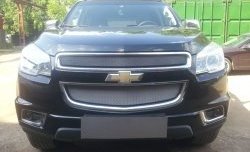 1 539 р. Нижняя сетка на бампер Russtal (хром) Chevrolet Trailblazer GM800 дорестайлинг (2012-2016)  с доставкой в г. Горно‑Алтайск. Увеличить фотографию 2