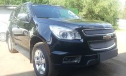 1 539 р. Нижняя сетка на бампер Russtal (хром) Chevrolet Trailblazer GM800 дорестайлинг (2012-2016)  с доставкой в г. Горно‑Алтайск. Увеличить фотографию 4