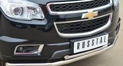 23 999 р. Защита переднего бампера (2 трубыØ63 и 42 мм, нержавейка) SLITKOFF  Chevrolet Trailblazer  GM800 (2012-2016) дорестайлинг  с доставкой в г. Горно‑Алтайск. Увеличить фотографию 2