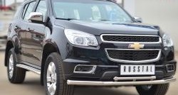 26 599 р. Защита переднего бампера (2 трубыØ63 и 42 мм, нержавейка) SLITKOFF Chevrolet Trailblazer GM800 дорестайлинг (2012-2016)  с доставкой в г. Горно‑Алтайск. Увеличить фотографию 4