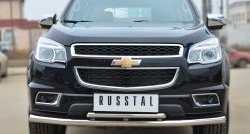 23 999 р. Защита переднего бампера (2 трубыØ63 и 42 мм, нержавейка) SLITKOFF  Chevrolet Trailblazer  GM800 (2012-2016) дорестайлинг  с доставкой в г. Горно‑Алтайск. Увеличить фотографию 1