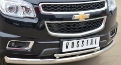 26 999 р. Защита переднего бампера (2 трубыØ76 и 42 мм, нержавейка) SLITKOFF Chevrolet Trailblazer GM800 дорестайлинг (2012-2016)  с доставкой в г. Горно‑Алтайск. Увеличить фотографию 2