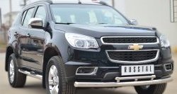 26 999 р. Защита переднего бампера (2 трубыØ76 и 42 мм, нержавейка) SLITKOFF Chevrolet Trailblazer GM800 дорестайлинг (2012-2016)  с доставкой в г. Горно‑Алтайск. Увеличить фотографию 4