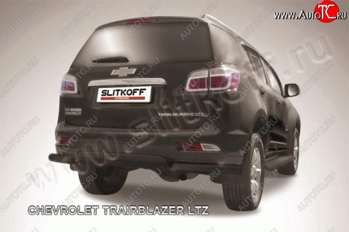 7 999 р. Защита заднего бампера из уголков d76 Slitkoff Chevrolet Trailblazer GM800 дорестайлинг (2012-2016) (Цвет: серебристый)  с доставкой в г. Горно‑Алтайск