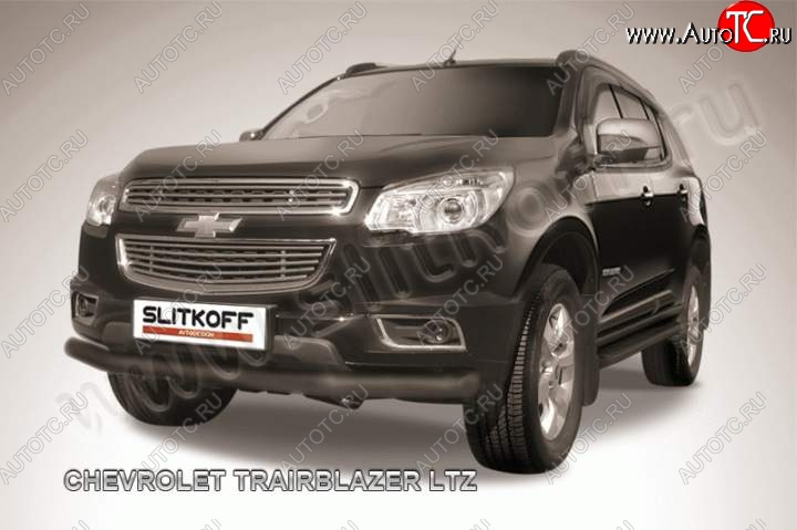 10 649 р. Защита переднего бампера d76 Slitkoff Chevrolet Trailblazer GM800 дорестайлинг (2012-2016) (Цвет: серебристый)  с доставкой в г. Горно‑Алтайск