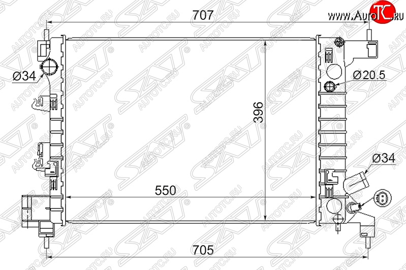5 749 р. Радиатор двигателя SAT (трубчатый, 1.2/1.4, МКПП)  Chevrolet Aveo  T300 (2011-2015), Chevrolet Captiva (2011-2016), Ravon R4 (2016-2020)  с доставкой в г. Горно‑Алтайск