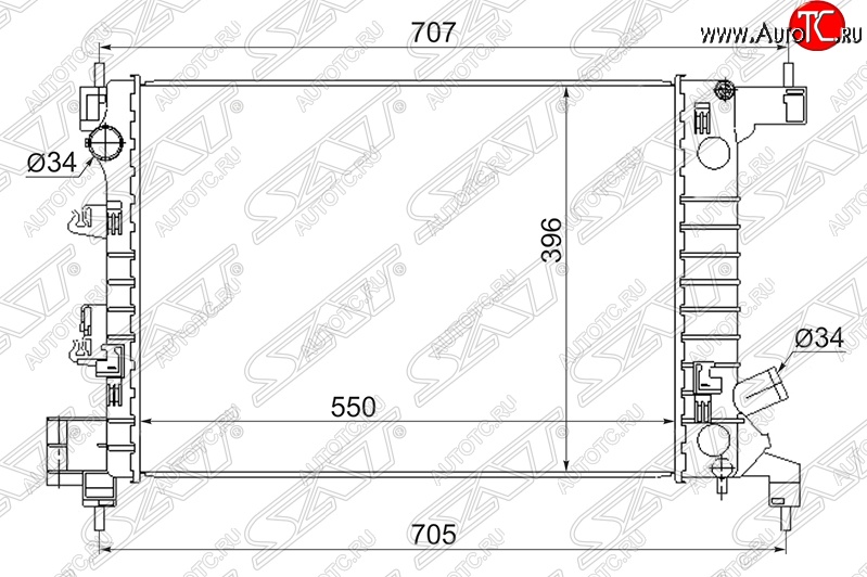 5 799 р. Радиатор двигателя SAT (трубчатый, 1.2/1.4, МКПП)  Chevrolet Aveo  T300 (2011-2015), Chevrolet Captiva (2011-2016), Ravon R4 (2016-2020)  с доставкой в г. Горно‑Алтайск