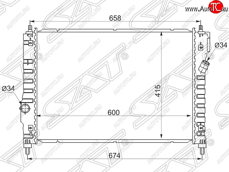 6 599 р. Радиатор двигателя SAT (пластинчатый)  Chevrolet Aveo ( T200,  T300) (2002-2015) хэтчбек 5 дв, хэтчбек  с доставкой в г. Горно‑Алтайск