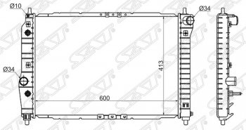 6 849 р. Радиатор двигателя SAT (пластинчатый, 1.4, МКПП/АКПП)  Chevrolet Aveo  T200 (2002-2008), Daewoo Kalos (2002-2008)  с доставкой в г. Горно‑Алтайск. Увеличить фотографию 1