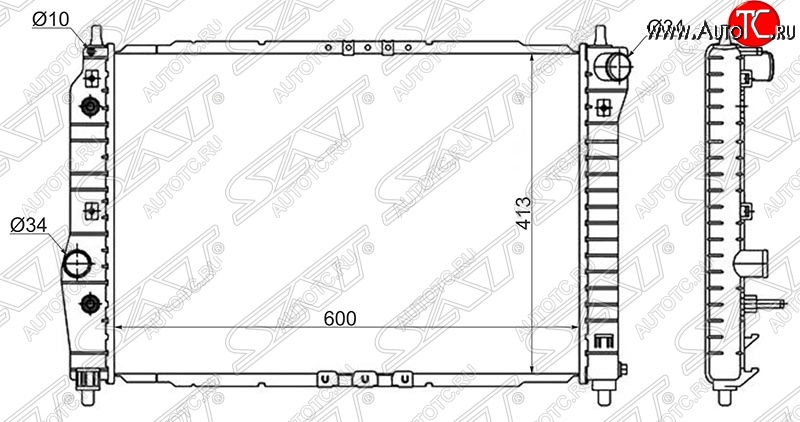 7 849 р. Радиатор двигателя SAT (пластинчатый, 1.4, МКПП/АКПП) Chevrolet Aveo T200 хэтчбек 5 дв (2002-2008)  с доставкой в г. Горно‑Алтайск