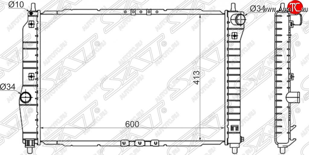 4 789 р. Радиатор двигателя SAT (трубчатый, 1.4, МКПП)  Chevrolet Aveo  T200 (2002-2008), Daewoo Kalos (2002-2008)  с доставкой в г. Горно‑Алтайск