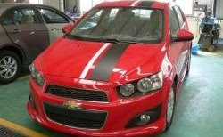 3 699 р. Накладка на передний бампер CT Chevrolet Aveo T300 хэтчбек (2011-2015) (Неокрашенная)  с доставкой в г. Горно‑Алтайск. Увеличить фотографию 2