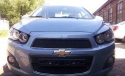 1 469 р. Сетка в решетку радиатора Russtal Chevrolet Aveo T300 хэтчбек (2011-2015) (черная)  с доставкой в г. Горно‑Алтайск. Увеличить фотографию 3