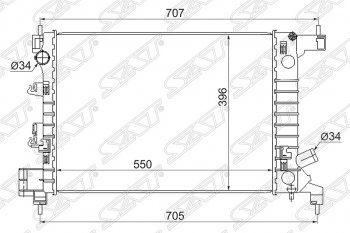 Радиатор двигателя SAT (пластинчатый, 1.2/1.4, МКПП) Chevrolet (Шевролет) Aveo (Авео)  T300 (2011-2015),  Captiva (Каптива) (2011-2016), Ravon (Рэйвон) R4 (Р4) (2016-2020)
