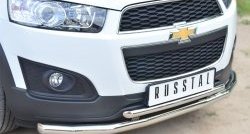 18 399 р. Защита переднего бампера (2 трубыØ63 и 42 мм, нержавейка) SLITKOFF  Chevrolet Captiva (2013-2016) 2-ой рестайлинг  с доставкой в г. Горно‑Алтайск. Увеличить фотографию 2