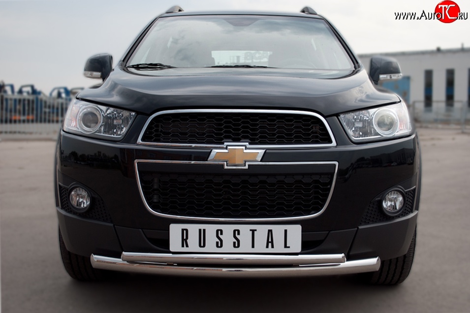 15 999 р. Защита переднего бампера (2 трубыØ63 и 42 мм, нержавейка) SLITKOFF Chevrolet Captiva  дорестайлинг (2006-2011)  с доставкой в г. Горно‑Алтайск