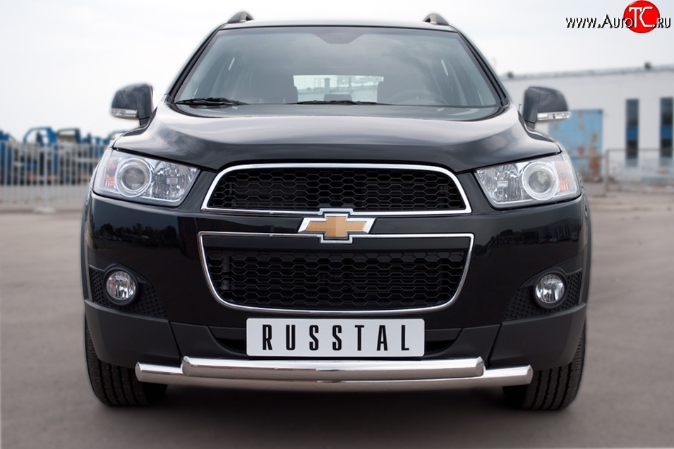 18 799 р. Защита переднего бампера (2 трубыØ63 мм, нержавейка) SLITKOFF  Chevrolet Captiva (2011-2013) 1-ый рестайлинг  с доставкой в г. Горно‑Алтайск