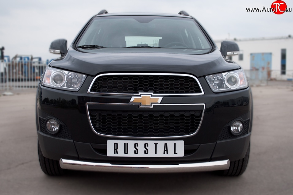 15 549 р. Одинарная защита переднего бампера диаметром 76 мм SLITKOFF  Chevrolet Captiva (2011-2013) 1-ый рестайлинг  с доставкой в г. Горно‑Алтайск