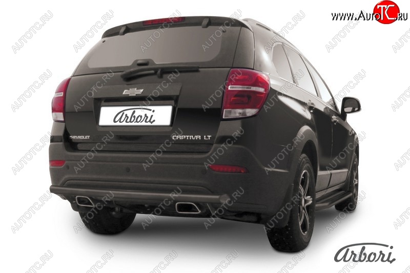 1 649 р. Защита заднего бампера Arbori (черная, 1 труба d57 mm). Chevrolet Captiva 2-ой рестайлинг (2013-2016)  с доставкой в г. Горно‑Алтайск