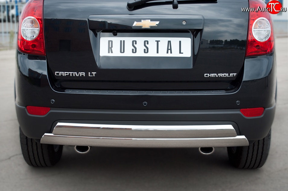 25 999 р. Защита заднего бампера (2 трубы Ø76х42 мм, нержавейка) Russtal Chevrolet Captiva 1-ый рестайлинг (2011-2013)  с доставкой в г. Горно‑Алтайск