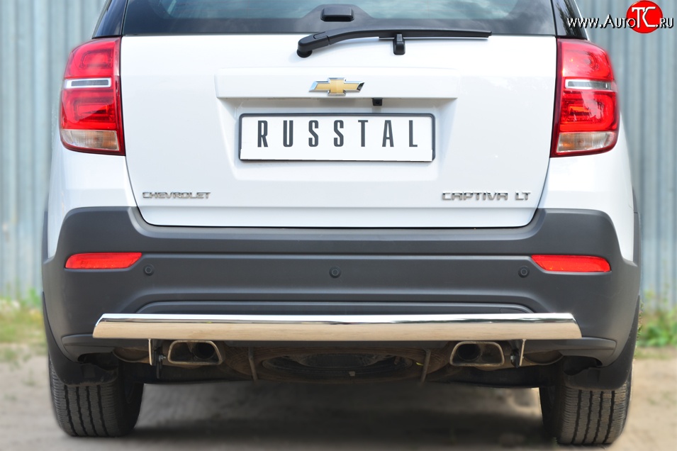 14 999 р. Защита заднего бампера (Ø75x42 мм, нержавейка) Russtal Chevrolet Captiva 2-ой рестайлинг (2013-2016)  с доставкой в г. Горно‑Алтайск