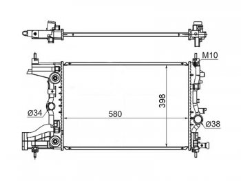 Радиатор двигателя SAT (1.6/1.8, трубчатый, АКПП) Opel Astra J универсал дорестайлинг (2009-2012)
