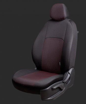 Чехлы для сидений Lord Autofashion Дублин (жаккард, спинка 60/40, 2П- и 1Г-образных подголовника) Chevrolet Cruze J300 седан дорестайлинг (2009-2012) (Черный, вставка Ёж Красный)