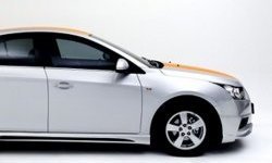 3 999 р. Накладка на передний бампер Extrime Chevrolet Cruze J300 седан дорестайлинг (2009-2012) (Неокрашенная)  с доставкой в г. Горно‑Алтайск. Увеличить фотографию 2