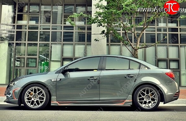 4 199 р. Пороги накладки CT Chevrolet Cruze J300 седан дорестайлинг (2009-2012) (Неокрашенные)  с доставкой в г. Горно‑Алтайск