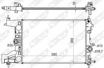 Радиатор двигателя SAT (пластинчатый, 1,4/1,6/1,8, МКПП) Opel Zafira С дорестайлинг (2011-2016)