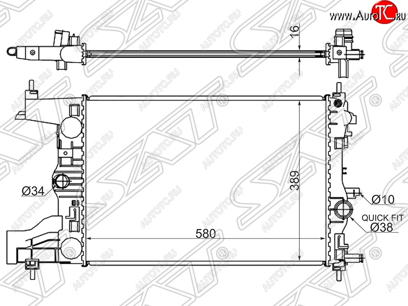 5 699 р. Радиатор двигателя SAT (трубчатый, 1.4/1.6/1.8, МКПП)  Chevrolet Cruze (J300,  J305,  J308), Orlando, Opel Astra (J), Zafira (С,  C)  с доставкой в г. Горно‑Алтайск