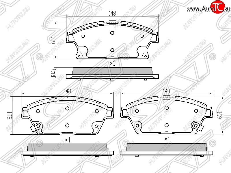 1 299 р. Колодки тормозные передние SAT (диски 300мм)  Chevrolet Aveo (T250,  T300), Cruze (J300,  J305,  J308), Opel Astra (J)  с доставкой в г. Горно‑Алтайск