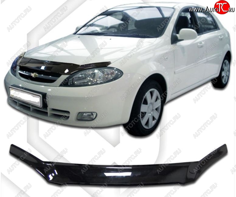 1 999 р. Дефлектор капота CA-Plastic  Chevrolet Lacetti  хэтчбек (2002-2013) (Classic черный, Без надписи)  с доставкой в г. Горно‑Алтайск