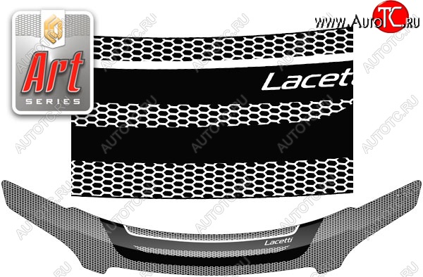 2 369 р. Дефлектор капота CA-Plastiс  Chevrolet Lacetti  универсал (2002-2013) (Серия Art серебро)  с доставкой в г. Горно‑Алтайск