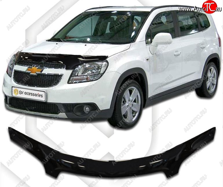 2 499 р. Дефлектор капота (exclusive) CA-Plastic  Chevrolet Orlando (2011-2018) (серия Classic черный, Без надписи)  с доставкой в г. Горно‑Алтайск