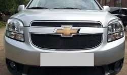 1 389 р. Сетка в решетку радиатора (верхняя) Russtal  Chevrolet Orlando (2011-2018) (черная)  с доставкой в г. Горно‑Алтайск. Увеличить фотографию 4