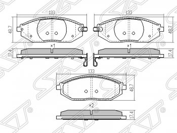 Колодки тормозные SAT (передние) Chevrolet Spark M300 дорестайлинг (2010-2015)