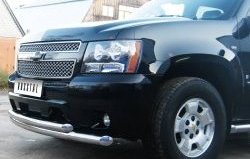 23 999 р. Защита переднего бампера (2 трубыØ76 мм, нержавейка) SLITKOFF Chevrolet Tahoe GMT900 5 дв. (2006-2013)  с доставкой в г. Горно‑Алтайск. Увеличить фотографию 1