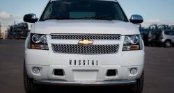 Одинарная защита переднего бампера SLITKOFF диаметром 76 мм (рестайлинг) Chevrolet Tahoe GMT900 5 дв. (2006-2013)