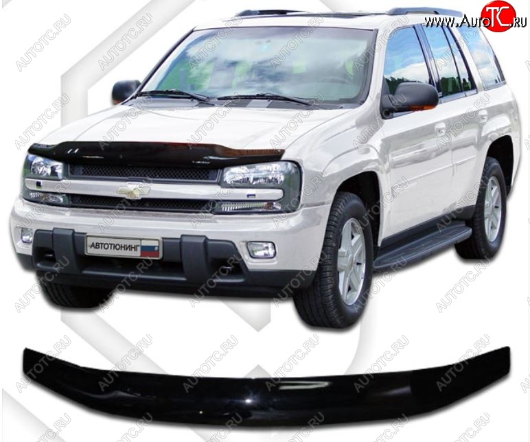 2 159 р. Дефлектор капота CA-Plastic  Chevrolet Trailblazer  GMT360 (2006-2012) рестайлинг (Classic черный, Без надписи)  с доставкой в г. Горно‑Алтайск