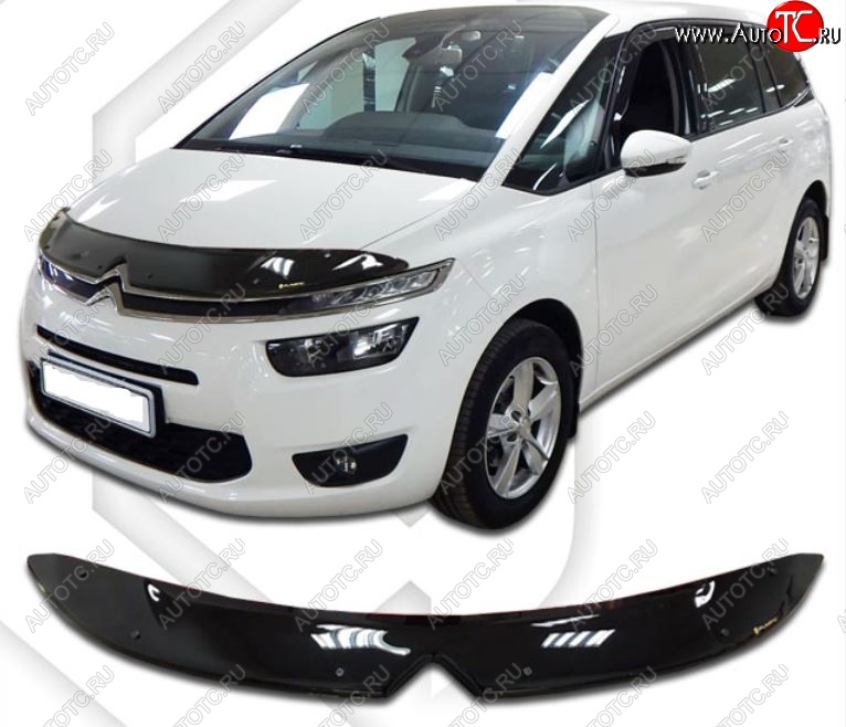 2 079 р. Дефлектор капота CA-Plastiс  CITROEN C4 picasso  3D (2014-2018) минивэн дорестайлинг, минивэн рестайлинг (Classic черный, Без надписи)  с доставкой в г. Горно‑Алтайск