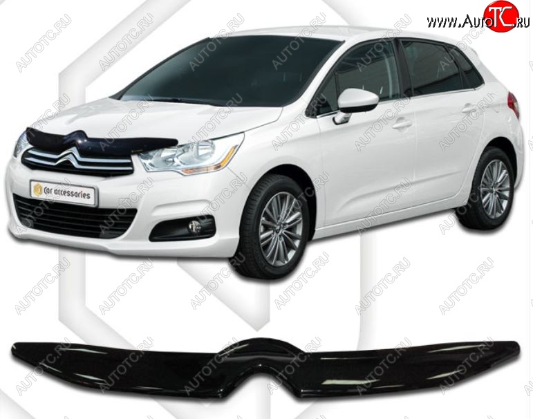 1 899 р. Дефлектор капота CA-Plastic  CITROEN C4  B7 (2011-2018) хэтчбэк 5 дв. (Classic черный, Без надписи)  с доставкой в г. Горно‑Алтайск