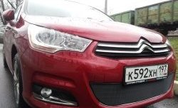 1 469 р. Сетка на бампер (хетчбек) Russtal (черная) CITROEN C4 B7 хэтчбэк 5 дв. (2011-2018)  с доставкой в г. Горно‑Алтайск. Увеличить фотографию 2