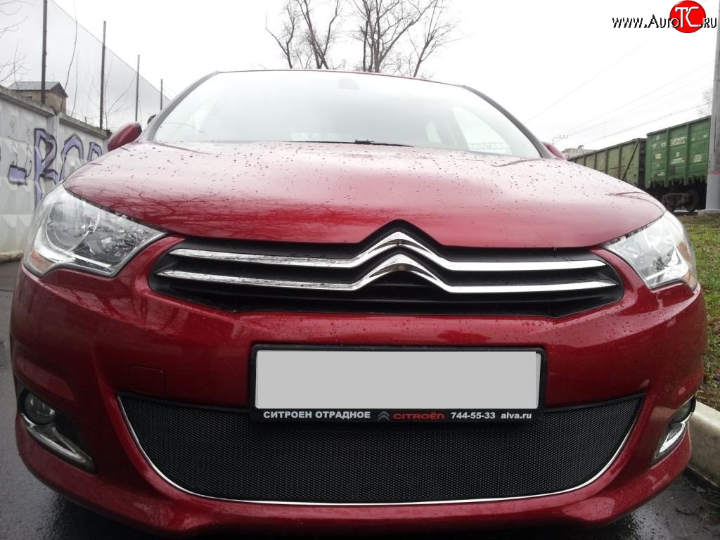 1 469 р. Сетка на бампер (хетчбек) Russtal (черная) CITROEN C4 B7 хэтчбэк 5 дв. (2011-2018)  с доставкой в г. Горно‑Алтайск