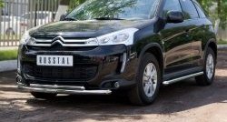 16 649 р. Защита переднего бампера (2 трубыØ63 и 42 мм, нержавейка) SLITKOFF CITROEN C4 aircross (2012-2017)  с доставкой в г. Горно‑Алтайск. Увеличить фотографию 2