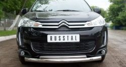 16 999 р. Защита переднего бампера (2 трубыØ76 и 42 мм, нержавейка) SLITKOFF  CITROEN C4 aircross (2012-2017)  с доставкой в г. Горно‑Алтайск. Увеличить фотографию 3