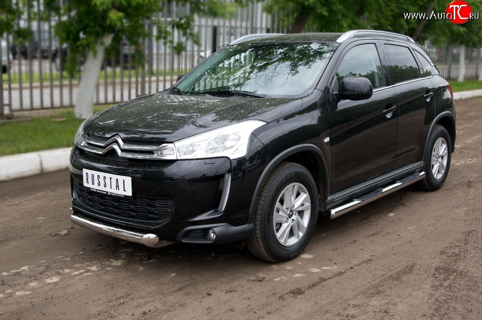 13 499 р. Одинарная защита переднего бампера диаметром 76 мм SLITKOFF CITROEN C4 aircross (2012-2017)  с доставкой в г. Горно‑Алтайск